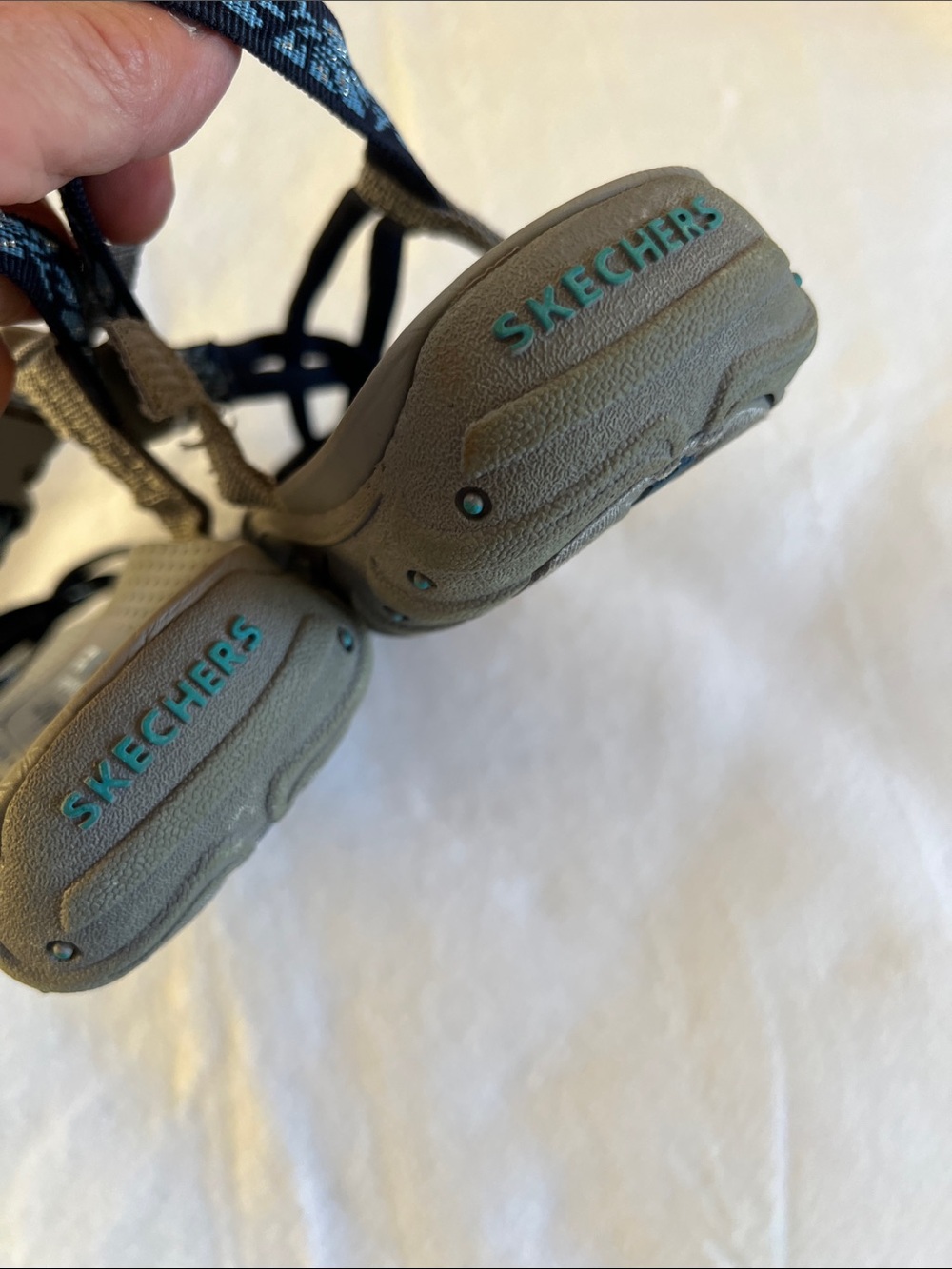 Skechers Women's Gray Sandals with Black & Light Blue Straps - Picture 3 of 3